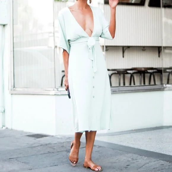 seafoam green summer dress Seafoam Green Crinkle Maxi Dress | Resort Vacation Dress main image 1